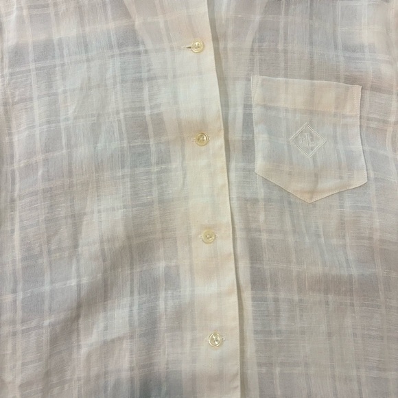 LAUREN Ralph Lauren Linen White Plaid Loose Oversized Fit Button Blouse Size S - Picture 8 of 10